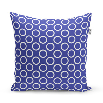 Polštář Bílé kruhy na modré: 60x60 cm