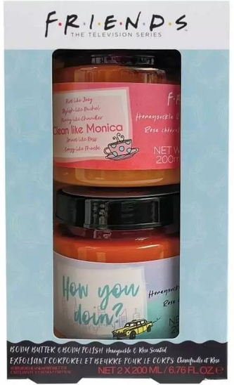 Tělové máslo a peeling Friends|Přátelé: Med & růže (10 x 16 x 8 cm)