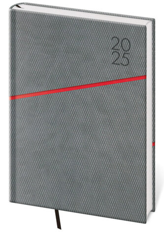 Diář 2025 Grife týdenní A5 šedo/červená