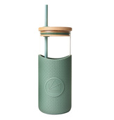 Skleněný pohár s brčkem, 1l, Neon Kactus, zelený