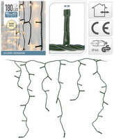 osvětlení vánoční 6m 180LED teplá BÍ, ZÁVĚS, ZE, IP44