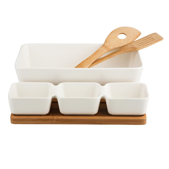 REGULAR SADA SALÁTOVÁ MÍSA A 3 MISKY NA BAMBUSOVÉ PODLOŽCE NBC