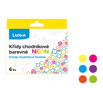 Křídy chodníkové 6ks NEON, krabička LUMA Křídy chodníkové 6ks NEON, krabička LUMA