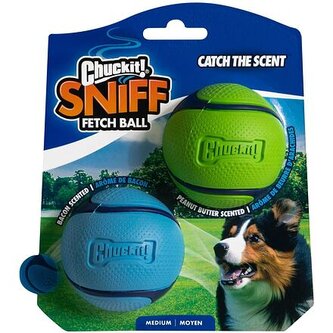 Chuckit! Sniff Ball Míčky s vůní slaniny a arašídového másla 6,5 cm – 2 na kartě Chuckit! Sniff Ball Míčky s vůní slaniny a arašídového másla 6,5 cm – 2 na kartě