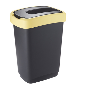 KOŠ NA TŘÍDĚNÍ S KLOUZAVÝM VÍKEM ČERNÝ/ŽLUTÝ PASTEL 50L (4434)