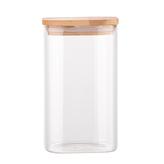 DÓZA HRANATÁ BOROSILIKÁT 1350ML S BAMBUSOVÝM VÍČKEM
