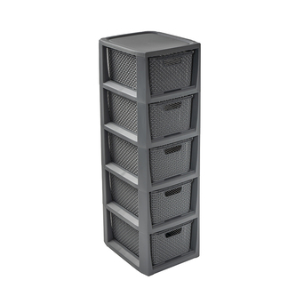 RATTANOVÁ POLICE 5 ZÁSUVEK 24.1X29.6X80CM ANTRACIT