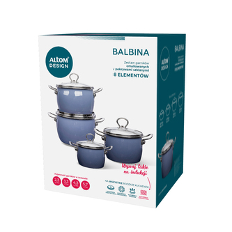 8-DÍLNÁ SADA SMALTOVANÝCH HRNCŮ BALBINA MODRÁ