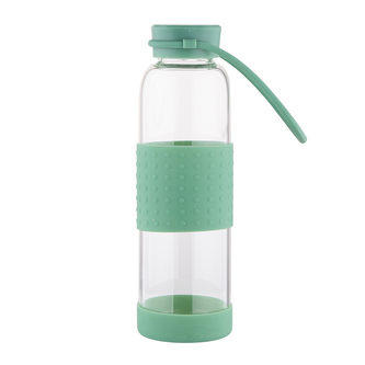SKLENĚNÁ LÁHEV V SILIKONOVÉM OBALU 500ML ZELENÁ