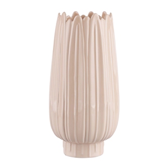 VÁZA PORCELANOVÁ RELIEF ECRU 12X12X24.5CM