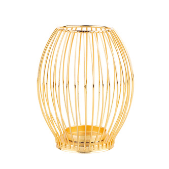 STOJAN NA SVÍČKY S PLETENÝM METALOVÝM RÁMEČKEM 8.5X8.5X15.5CM ZLATÝ
