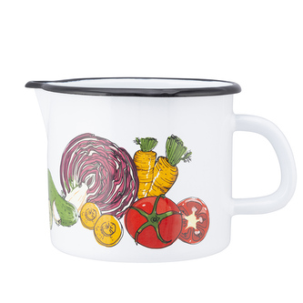 SMALTOVANÝ HRNEK S VÝLEVKOU 1.15 L PRŮMĚR: 12CM VÝŠKA: 11.5CM. ZELENINA