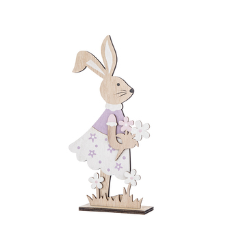 DŘEVĚNÁ FIGURKA ZAJÍC S KVĚTY 10X4X20.5CM