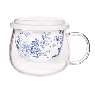 ELISABETH SKLENĚNÝ KÁVA S PORCELÁNOVÝM FILTREM A POKLICÍ 220ML COLOR BOX