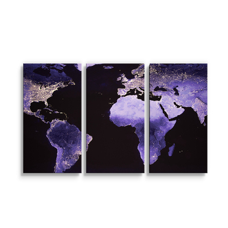 Obraz - 3-dílný Světelná mapa světa: 120x80 cm