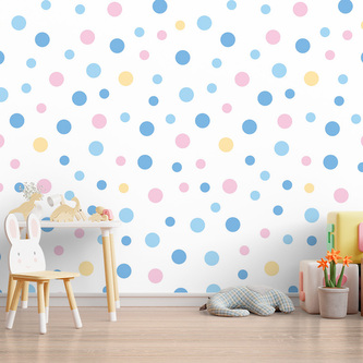 Tapeta Barevné puntíky na bílé: 208x125 cm Tapeta Barevné puntíky na bílé: 208x125 cm