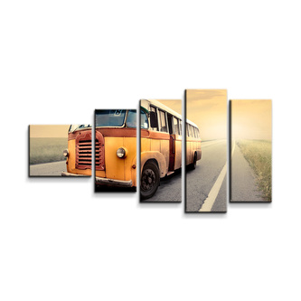 Obraz - 5-dílný Autobus veterán: 100x60 cm