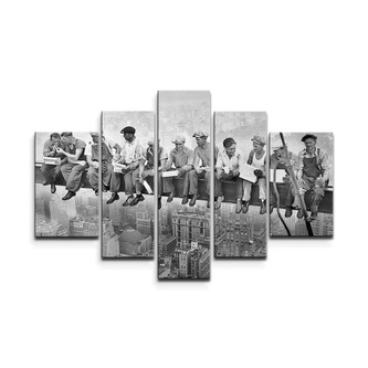 Obraz - 5-dílný Zedníci na traverze: 125x90 cm Obraz - 5-dílný Zedníci na traverze: 125x90 cm