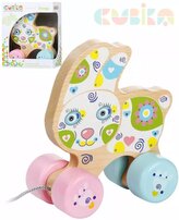 CUBIKA DŘEVO Baby Králík tahací na kolečkách