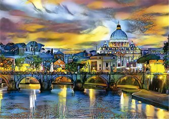 EDUCA Puzzle Bazilika Sv.Petra a Andělský most 1500 dílků  + zdarma lepidlo
