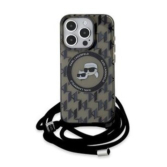 Karl Lagerfeld IML Monogram Crossbody K&CH Heads MagSafe Zadní Kryt pro iPhone 15 Pro Max Black Karl Lagerfeld IML Monogram Crossbody K&CH Heads MagSafe Zadní Kryt pro iPhone 15 Pro Max Black