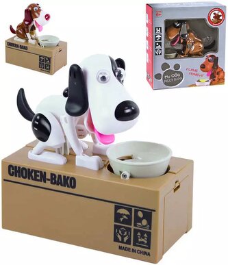 Pokladnička dětská kasička hladový pes na baterie různé druhy plast Pokladnička dětská kasička hladový pes na baterie různé druhy plast