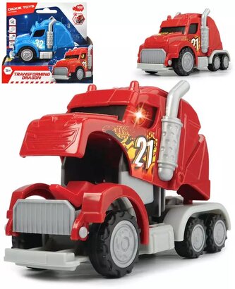 DICKIE Auto tahač drak s transformací zpětný chod 2v1 na baterie Světlo Zvuk