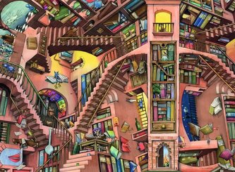 RAVENSBURGER Puzzle Absurdní knihovna 500 dílků