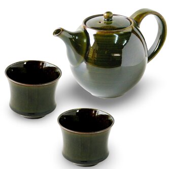 Japonská čajová souprava Hotaru zelená 3 ks