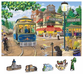 WOODEN CITY Dřevěné puzzle Viktoriánská ulice 2v1, 200 dílků EKO