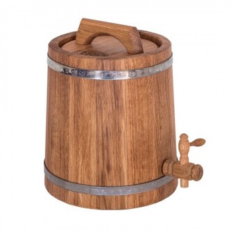 Dřevěný dubový džbán s rukojetí na podstavci 3 l