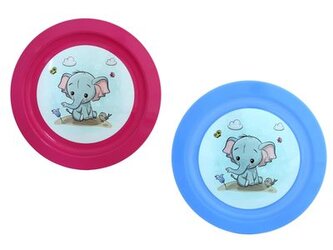 talíř d21cm měl. SLŮNĚ IML, aqua, růž., dětský, plast
