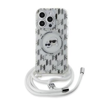 Karl Lagerfeld IML Monogram Crossbody K&CH Heads MagSafe Zadní Kryt pro iPhone 15 Pro Transparent Karl Lagerfeld IML Monogram Crossbody K&CH Heads MagSafe Zadní Kryt pro iPhone 15 Pro Transparent
