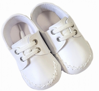 Kojenecké capáčky, botičky se šněrováním, Boy, bílé, 3-6 m; 62/68 (3-6m)