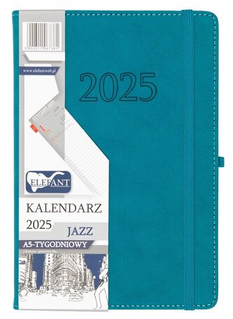 Kalendarz 2025 A5 tygodniowy Jazz turkusowy Kalendarz 2025 A5 tygodniowy Jazz turkusowy
