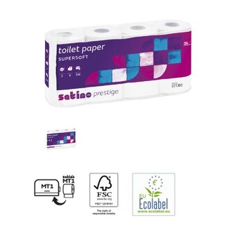 Toaletní papír SATINO, 3 vrstvy, celulóza 18m (8ks/bal, 64ks/pack)