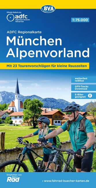 ADFC-Regionalkarte München Alpenvorland, 1:75.000, mit Tagestourenvorschlägen, reiß- und wetterfest, E-Bike-geeignet, GPS-Tracks