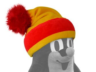 Kulich Krtek 110 cm červeno-žlutý, plyšová hračka