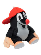 Krtek 31 cm sedící, kšiltovka červená, plyšová hračka