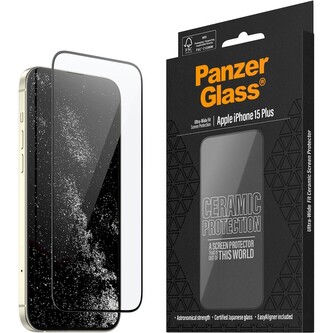PanzerGlass Ceramic tvrzené sklo Apple iPhone 15 Plus s instalačním rámečkem