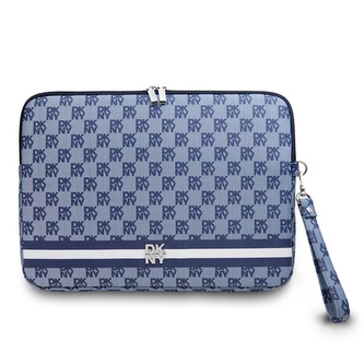 DKNY PU Leather Checkered Pattern and Stripe pouzdro na notebook 13/14" modré