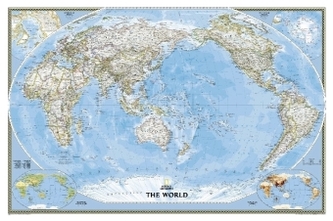 National Geographic Map World Classic, Pacific Centered, laminiert, Planokarte