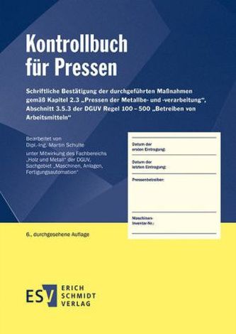Kontrollbuch für Pressen