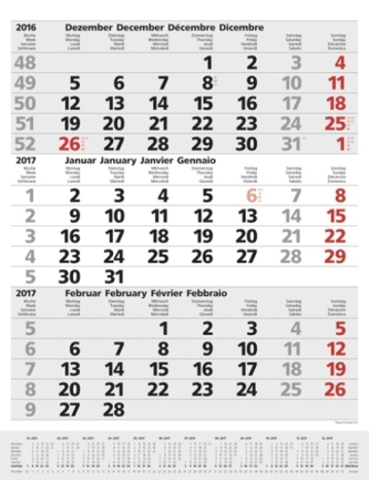 3-Monats-Planer Comfort Grau 2017