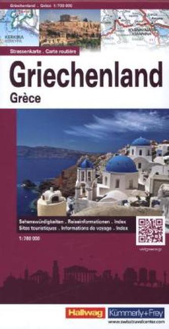 Hallwag Straßenkarte Griechenland. Grèce