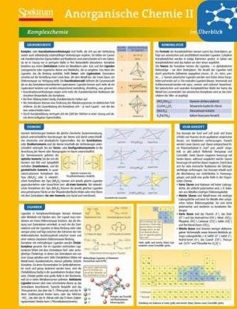 Anorganische Chemie II im Überblick, Lerntafel
