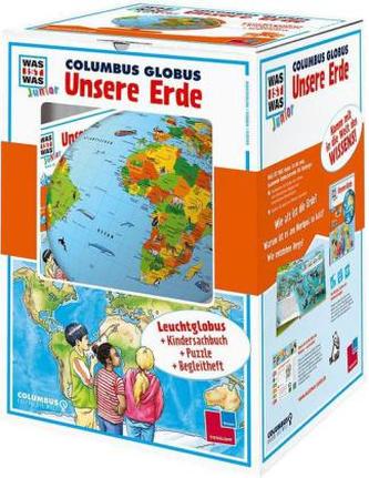 Was-Ist-Was Junior Columbus Globus Unsere Erde, Fuß in orange u. weißer Halbmeridian