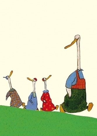 Gänsemarsch, Postkarten