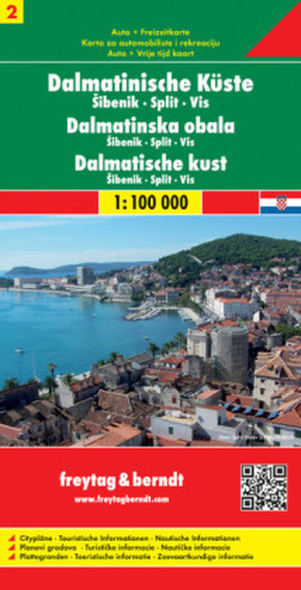 Freytag & Berndt Autokarte Dalmatinische Küste. Dalmatinska obala. Dalmatische kust. Dalmatian Coast. Cote Dalmate. Costa della