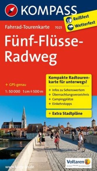 Kompass Fahrrad-Tourenkarte Fünf-Flüsse-Radweg